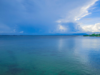 Amazing Idyllic ocean and Cloudy sky with Island view in vacation time on the Boat