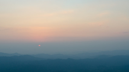 Mountain field during sunset. Beautiful natural landscape, North, Thailand, 16:9