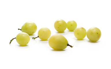White grapes isolated on white background