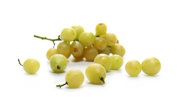 White grapes isolated on white background