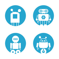 robot icons in round buttons