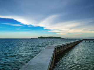 Concrete bridges on the ocean with idyllic ocean and beautiful Sky in vacation time
