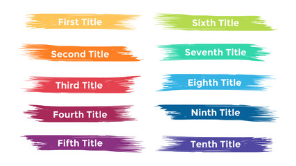 Vector brush infographic,diagram, brushstroke labels graph, stickers presentation. Business concept with 10 options, parts, steps, processes. 16x9 abstract slide template.