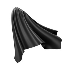 Naklejka premium 3d render, digital illustration, abstract folded cloth, soaring fabric, red curtain, textile cover, isolated on white background