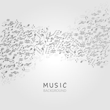 Music background with music notes and G-clef vector illustration design. Artistic music festival poster, live concert, music notes signs and symbols
