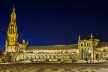 Fototapeta premium view of the Plaza de España in Seville at night in Andalucia, Spain