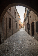Via delle Volte of Ferrara in the medieval quarter. Emilia-Romagna. Italy.