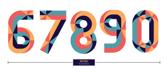 Numbers Retro style in a set 67890