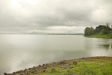 Landscape of the mountain ranges of Western Ghats at state of Maharashtra near wakanda dam in India.