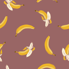 Obraz na płótnie Canvas Natural vector coloured bananas retro pattern