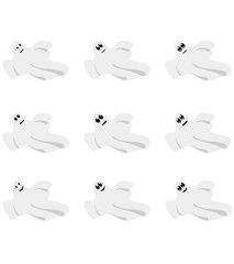 A set of ghosts with different eyes and facial expressions