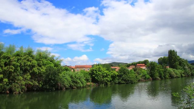 Time lapse of the city of Limoux and Aude river in Languedoc, France
