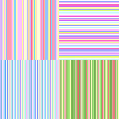 Set of seamless colored patterns. Pretty bright colors. Abstract geometric wallpaper of the surface. Striped backgrounds. Prints for polygraphy, posters, flyers, t-shirts and textiles. Doodle for work