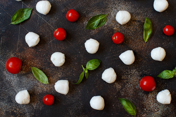 Italian cheese mozzarella with tomatoes and basil