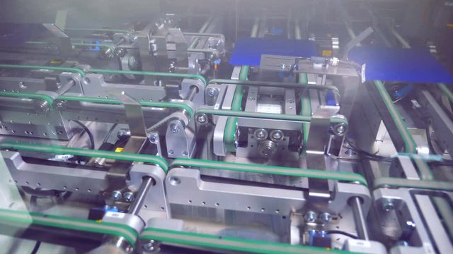 Wide angle view on the production line of solar elements.