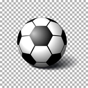 Realistic Soccer ball on transparent background. Isolated vector illustration on transparent background.