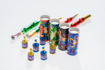 Set of Christmas fireworks. New Years eve table fireworks © kelifamily