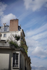 Fototapeta na wymiar old French building with blue sky