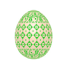 the easter egg with ukrainian cross-stitch ethnic pattern. pysanka ornament. isolated vector.