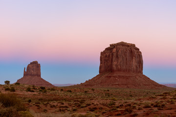 Rainbow sky color after sunset at Monument Valley Tribal Park, Utah, USA