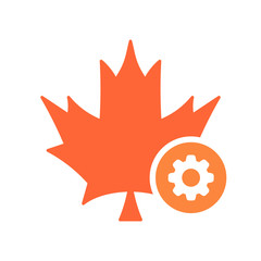 Maple leaf icon, Nature leaves icon with settings sign. Maple leaf icon and customize, setup, manage, process symbol