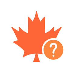 Maple leaf icon, Nature leaves icon with question mark. Maple leaf icon and help, how to, info, query symbol