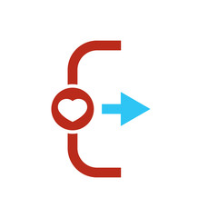 Exit icon, Logout and output icon with heart sign. Exit icon and favorite, like, love, care symbol