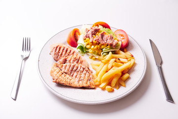 Overhead shot of plate with food