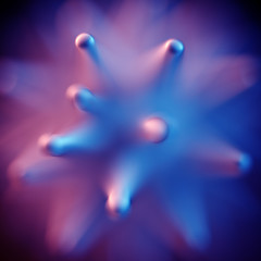 3d render, blurry ultraviolet background, microorganism, pathogenic organism, microbiological abstract shapes, colorful virus cell, bacteria, natural texture, neon blue pink colors