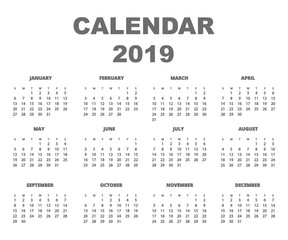 Calendar 2019 back