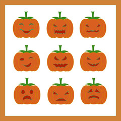 Orange pumpkin icons for Halloween.  illustration. 