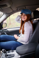 Female in car