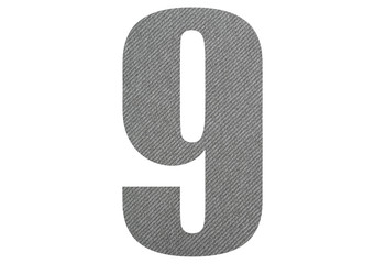 9,nine - with gray fabric texture on white background