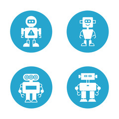 robot icons in round buttons