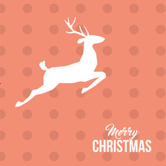 Obraz premium Merry Christmas - Rentier auf rotemHintergrund mit Punkten