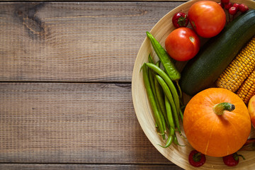 Vegetarian food on the table. Rustic style.