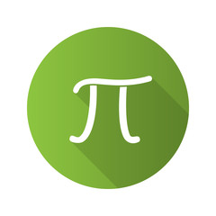 Pi flat design long shadow glyph icon