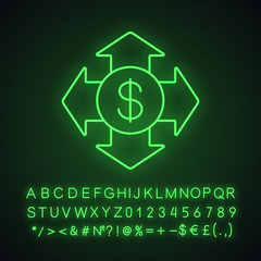 Money spending neon light icon