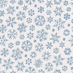 Seamless embroidery snowflakes background.