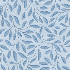  Embroidery floral seamless pattern on linen cloth texture