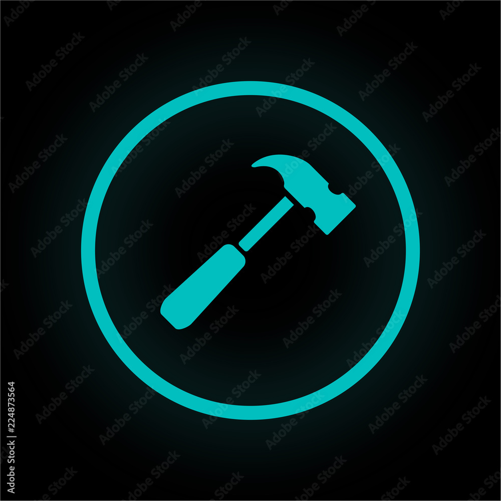 Wall mural Neon Button rund - Hammer