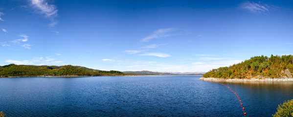 Lake Mosvatn regulating reservoir panorama UNESCO Heritage Site  Telemark Norway