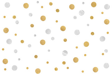 Gold and silver glitter confetti paper cut on white background - isolated