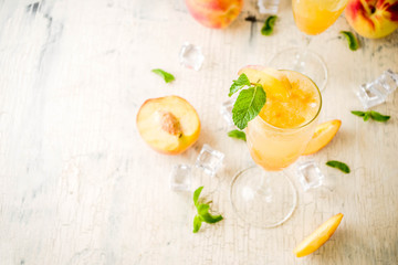 Summer peach Bellini cocktail