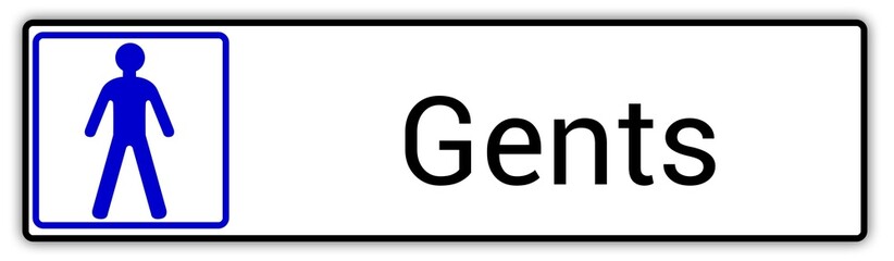 Panneau en Anglais: Toilettes pour hommes et femmes, wc mixtes et unisexe - panneau pour salle de bain, toilettes et autres commodit&eacute;s