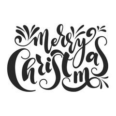 Obraz premium Merry Christmas. Handwritten Lettering. Text. Modern Calligraphy.