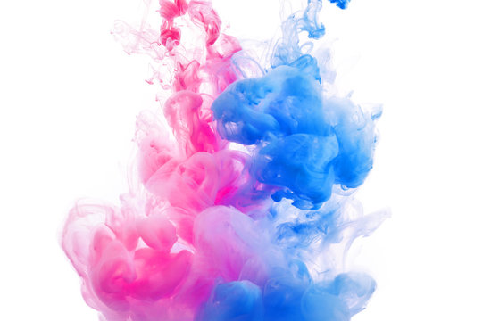 Abstract blue and pink ink background