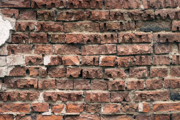  broken old red brick wall texture grunge background may use to interior design