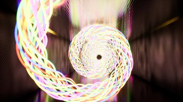 Movement inside the tunnel from a twisted neon