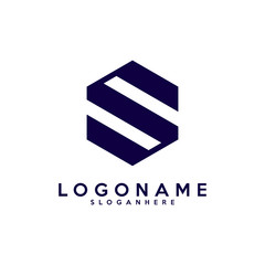 Initial S monogram. S box logo. Delivery logo. S letter in hexagon